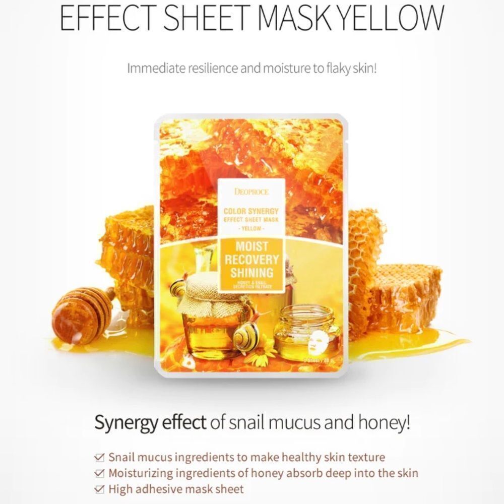 Deoproce Moist Recovery Shining Honey Extract & Snail Mucin Sheet Mask